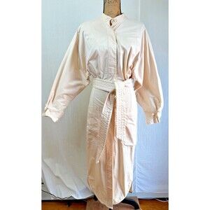 Zara Blush Cotton Oversized Midi Dolman Sleeve Belted Shirt Dress Sz S